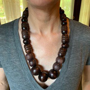 Dark Wooden Bead Necklace